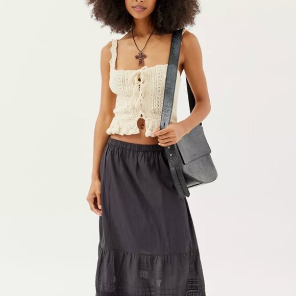 UO Carmella Lace-Up Sweater Tank Top in Ivory - Picture 3 of 7